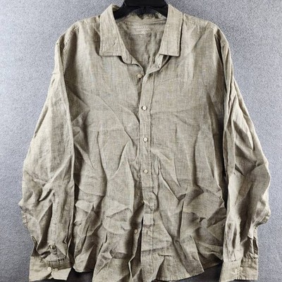 The Men's Store at Bloomingdale's Yarn-Dyed Standard Fit Linen Shirt XL Mermaid