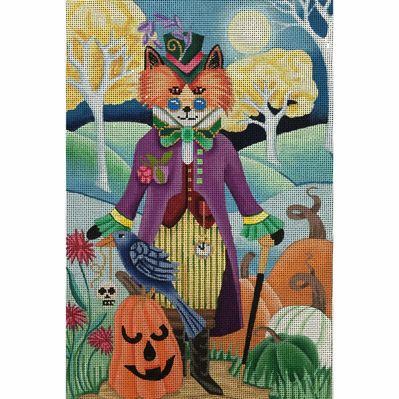 Needlepoint Handpainted Brenda Stofft Steampunk Fox 8x12