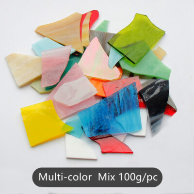 100g Colorful Mosaic Tiles Translucent Bulk Glass Stained Crafts for Drawing Art