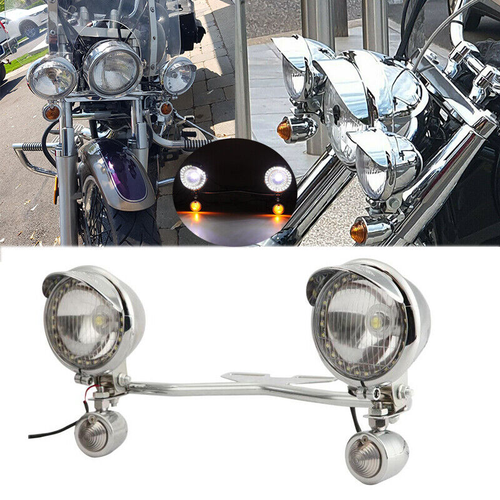 YAMAHAxv1600aワイルドスター用純正ライト バイク用クリアライト 円形 Passing Signals Light Bar For Yamaha Road Star Warrior Midnight