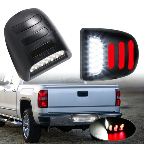 2 LED License Plate Light Red DRL Tube For Chevy Silverado GMC Sierra