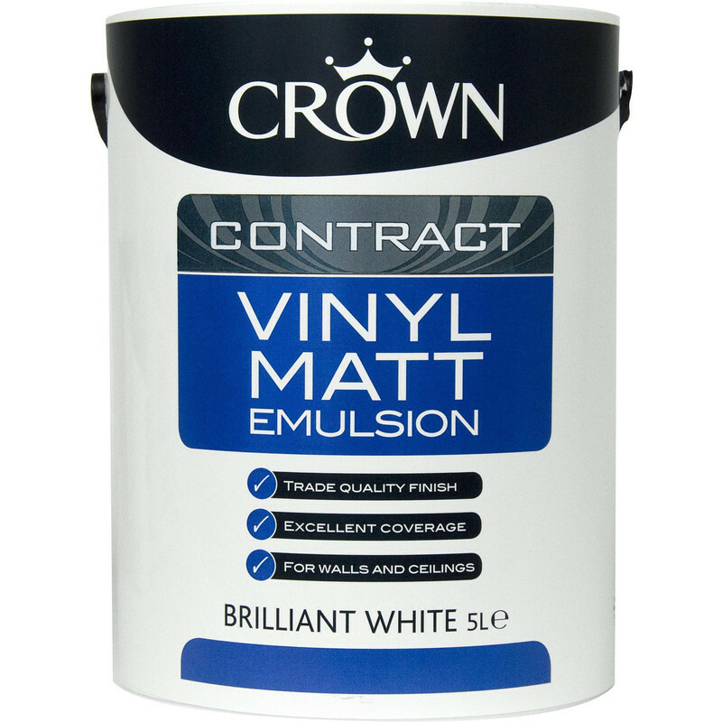 Crown Contract Vinyl Matt Emulsion Paint 5L Brilliant ...