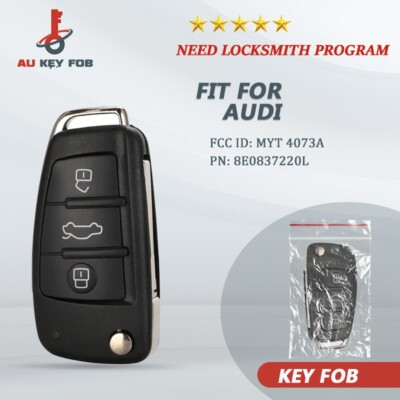 Fits 8E0 837 220 L for 2006 2007 2008 2009 2010 Audi A4 S4 Flip Remote Car Key