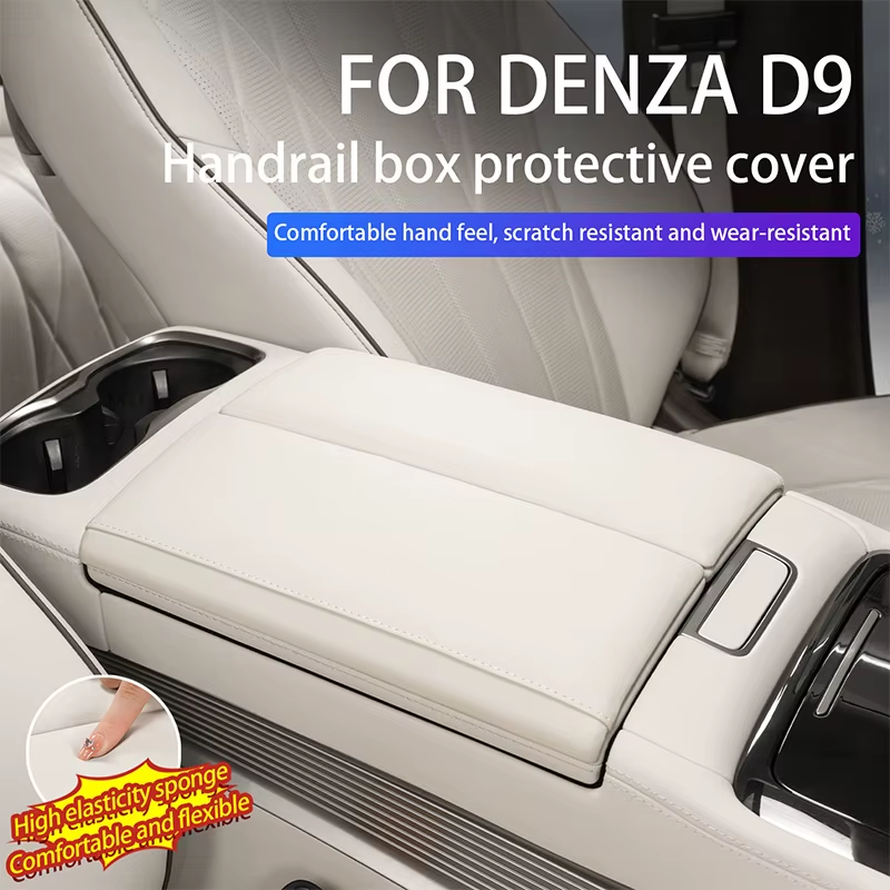 For DENZA D9 All series Armrest box cushion Protective cover Leather height incr