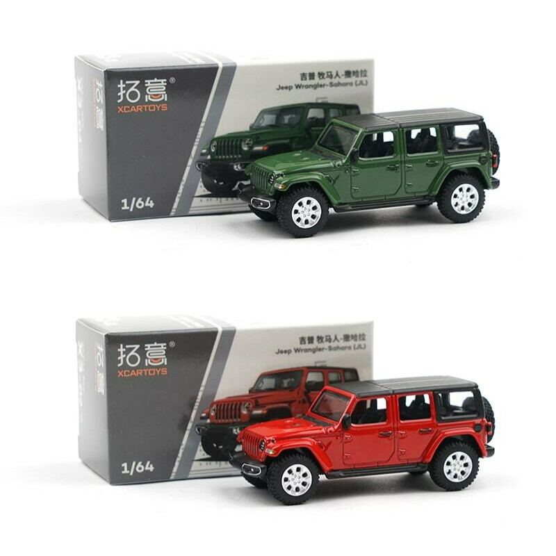 XCarToys 1:64 Jeep Wrangler Sahara JL Green/Red Model Car in