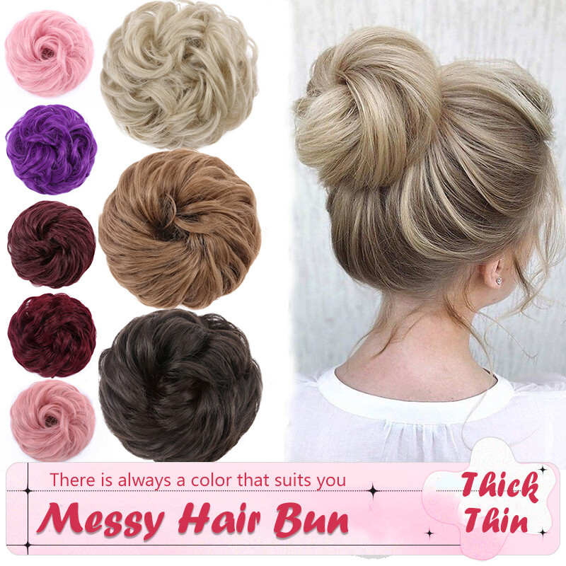 Large Messy Bun Scrunchie Hair Extensions Ponytail Blonde Hair piece Natural US