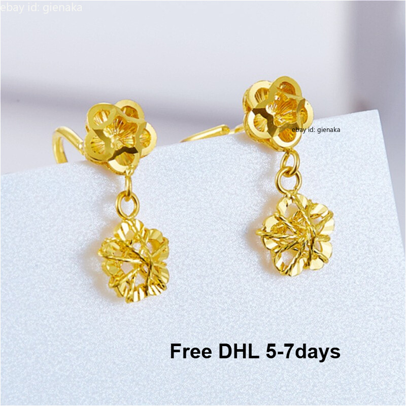 [Golden dew] 韓国☆18K Gold☆Sweet Bloom One touch Earrings Senco Gold 22k Daisy Glow Gold Drop Earrings For Women | eBay