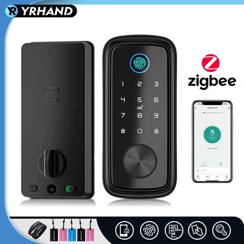 Tuya Zigbee Smart Deadbolt Locks for Front Door Alexa WiFi tuya app Biometric Fi