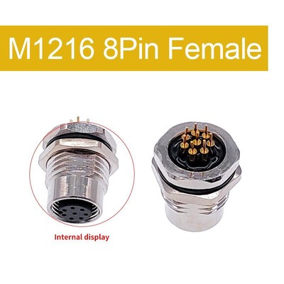 PCB Sensor Connector M12 Nut Flange Sockets 4 5 8P Threaded Coupling Male Female