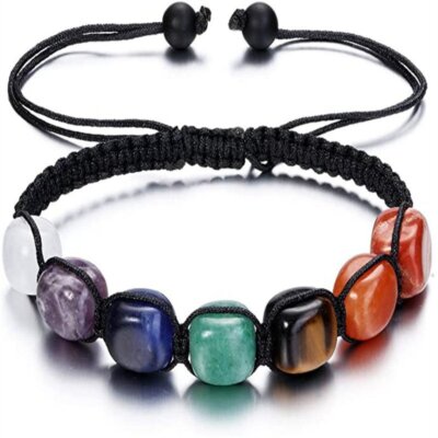 Natural 7 Chakra Healing Crystal Quartz Stone Bead Stretchy Lucky Bracelet Gift