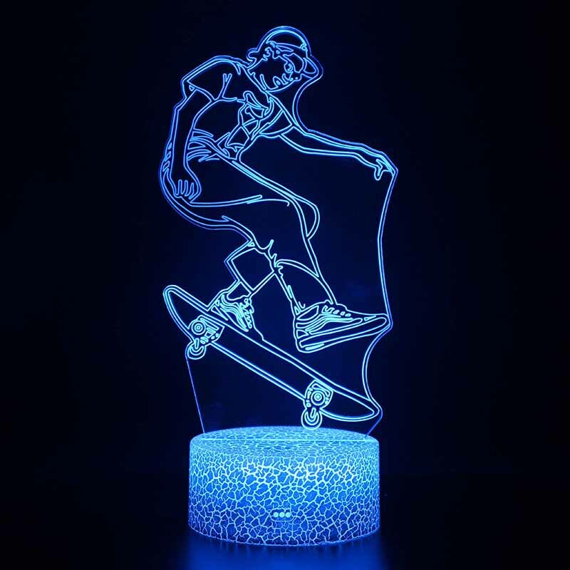 3D Acrylic LED16 Colour Night Light Touch Table Lamp Gifts SKATEBOARD SKATE VANS