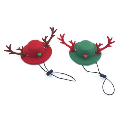 Funny Christmas Hat Lovely Antlers Pattern Hat with Hairy Reindeers Antlers