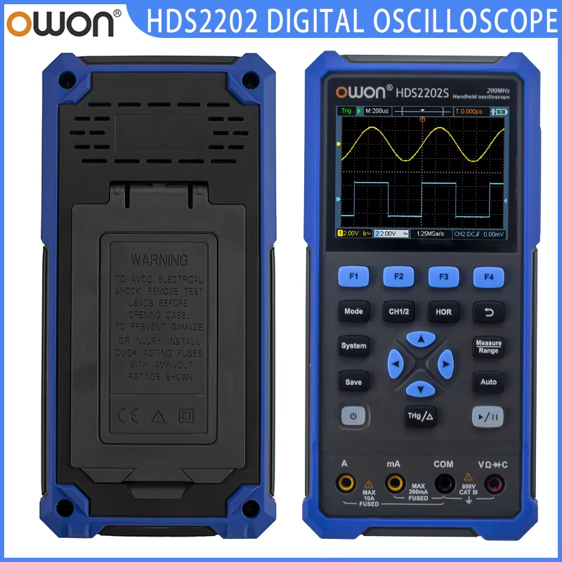 HDS2202/HDS2202S Handheld Digital Oscilloscopes Dual Channel, 3-In-1 USB Oscillo
