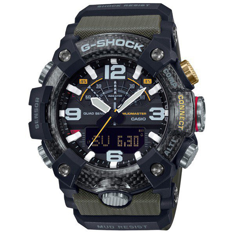 Pre-owned Casio G-shock Gg-b100-1a3jf Green Mudmaster Carbon Core Bluetooth Men Watch