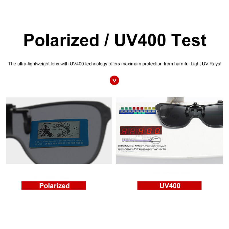 Polarized Clip-on Sunglasses Flip Up Metal Clip Eyewear for Prescription Glasses