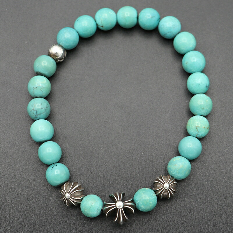 アクセサリー CHROME HEARTS BEAD Bracelet Turquoise Chrome Hearts BEAD 25 Turquoise Beaded bracelet 8mm 27.0g