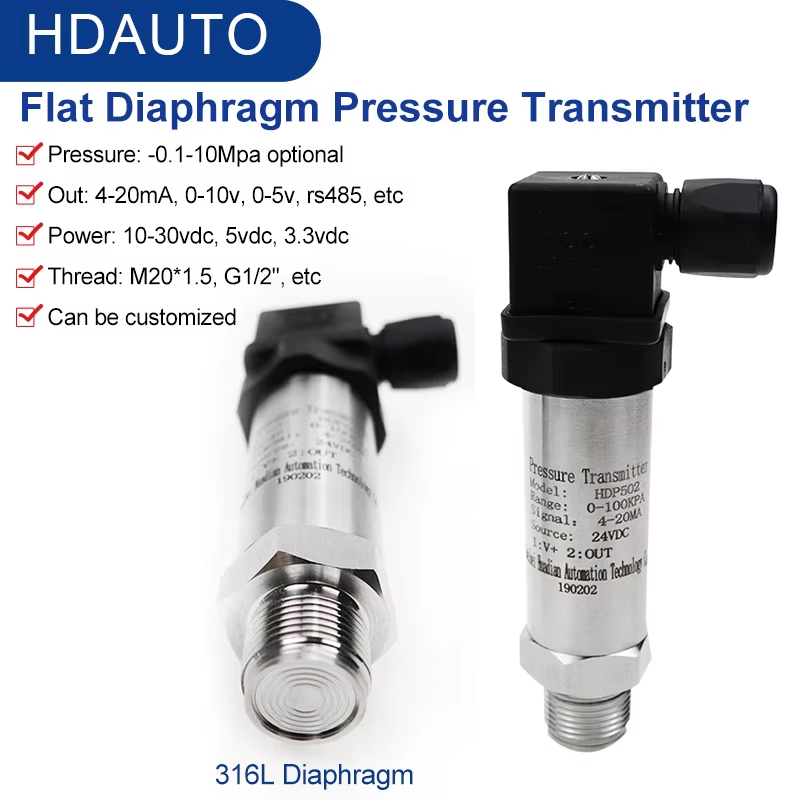 Flat Diaphragm Pressure Transmitters 420ma rs485 Milk Glue Tank Sanitary Food Gr