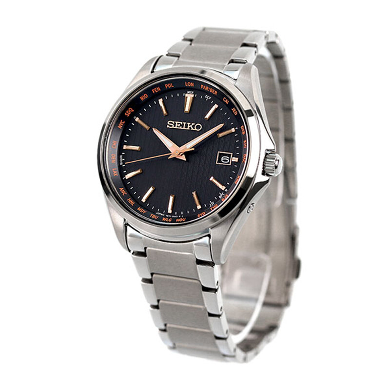 Pre-owned Seiko Selection Sbtm293 Black Dial Titanium Solar Atomic Radio Men Watch Box