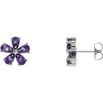 JADiamonds Amethyst Earrings In 14K White Gold