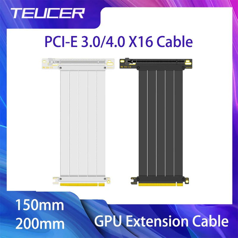 TEUCER PCIE 4.0 X16 Extension Cable PCI Graphics Card PCl-E X16 Riser Extension