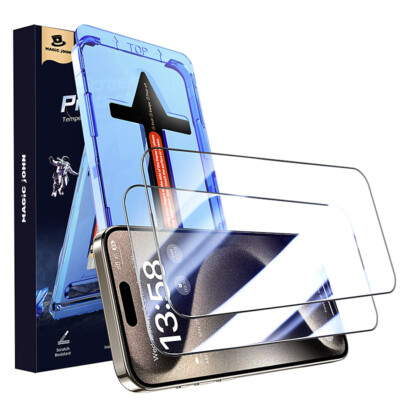 MAGIC JOHN 2 Pack for iPhone 16 Pro Max Plus tempered Glass Screen Protector