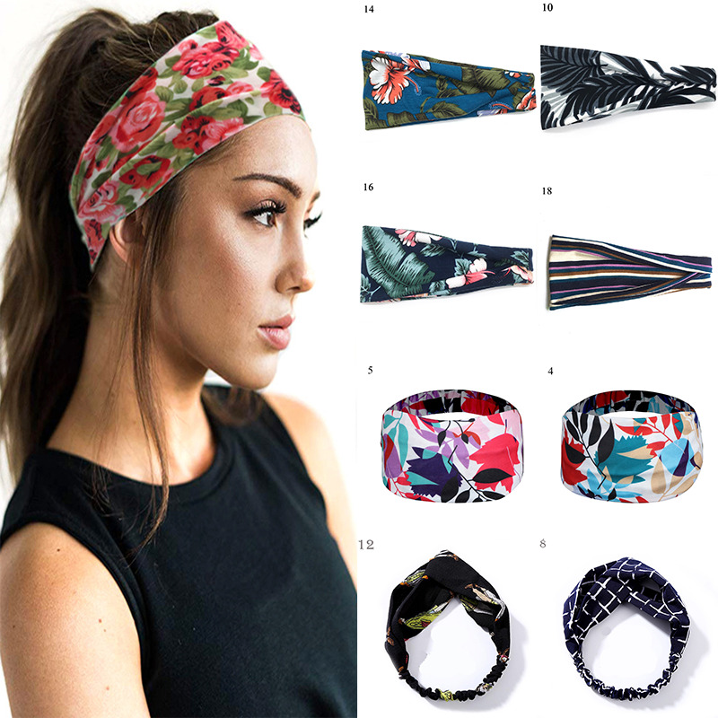 Women Sports Yoga Spa Headband Diy Wide Elastic Hair Bands Sweatband Headwrap