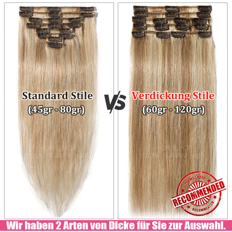 Clip In Extensions Anleitung Echt Dick Haarteil Clip In WIE Echthaar Extensions 8 Tressen Haarverlängerung Clip-In
