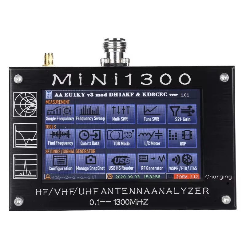 Mini1300 4.3 inch LCD Touch Screen 0.1-1300MHz HF/VHF/UHF ANT SWR Antenna Analyz