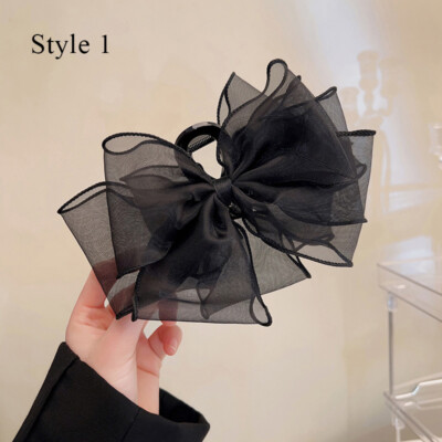 Large Chiffon Flower Bow Hair Claw Clip Hairgrip Hair Clamp Jaw Barrettes Women-