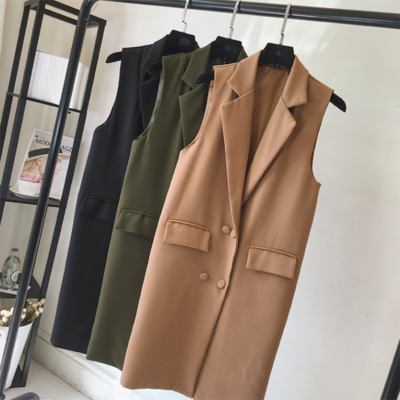 Lady Long Blazer Suit Waistcoats Gilet Vest Cardigan Coat Office Workwear Casual