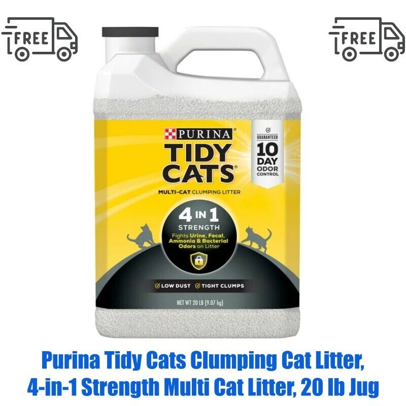 20lb Jug. Purina Tidy Cats Clumping Cat Litter, 4-in-1 Strength Multi Cat Litter