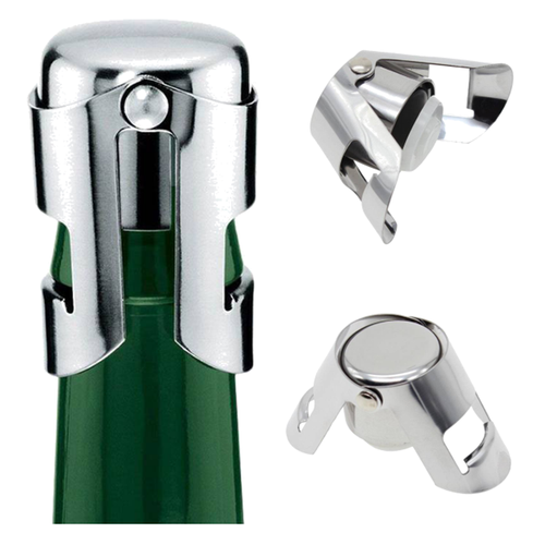2Pcs Vacuum Sealed Champagne Wine Bottle Sealer Stopper Stainless Steel Reusable