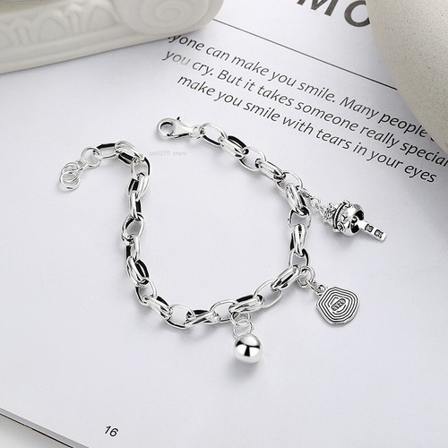   ブレスレット 2780122 SILVER (Lady's) Real 925 Sterling Silver Bracelet For Women Rolo Link Lucky