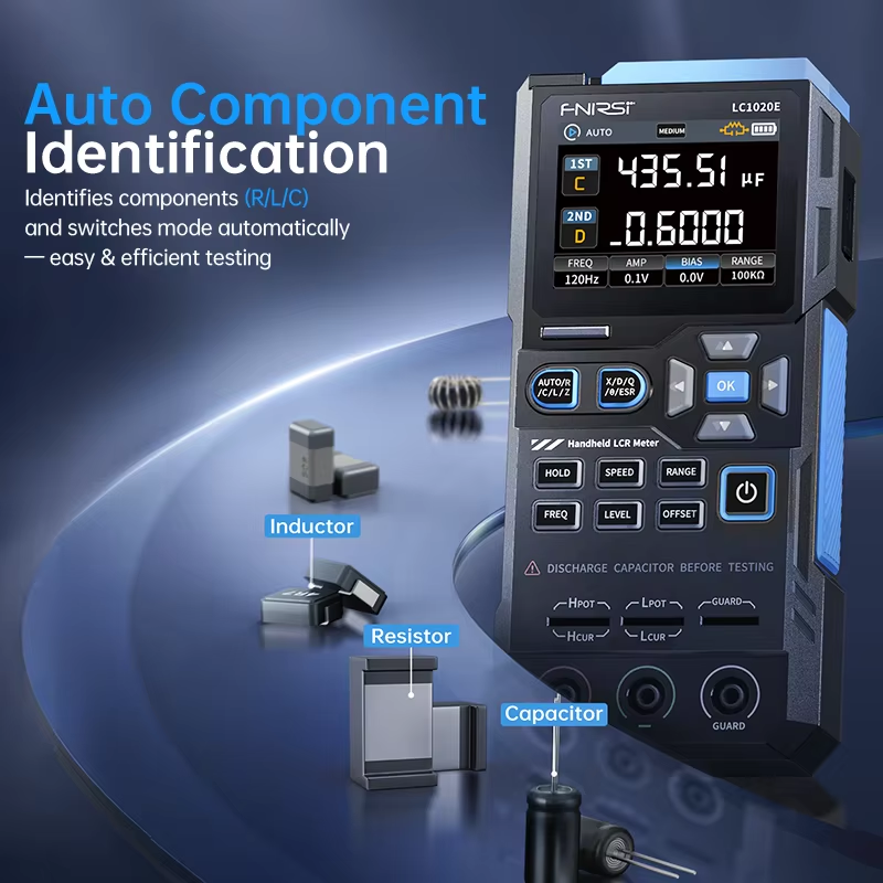 LC1020E Handheld Digital Bridge LCR Meter, Auto L/C/R Measurement, 2.8" Color Sc