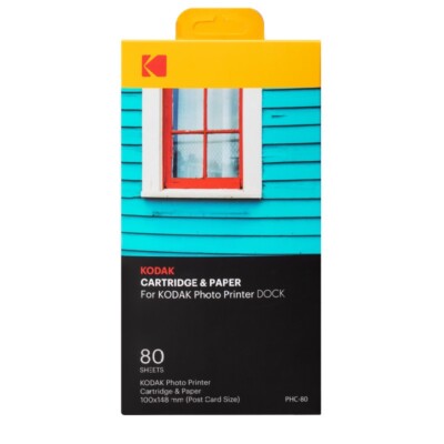 KODAK Dock/Dock Plus Photo Printer Cartridge Refill & Photo Paper- 80 Pack
