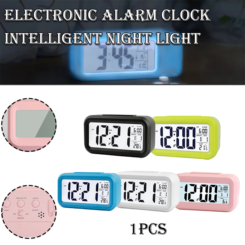 Digital LED Snooze Alarm Clock Time Temperature Day/Night Mode Bedside D US7