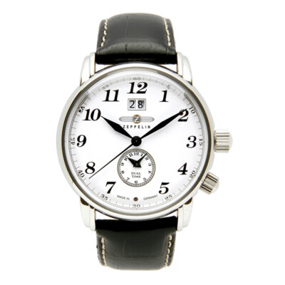 Pre-owned Zeppelin Lz127 Count 7644-1 Quartz Watch Swiss Ronda Movement 50m Wr White Dial