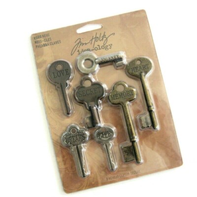 Tim Holtz Idea-ology Word Keys Engraved Metal Embellishment Mixed Media