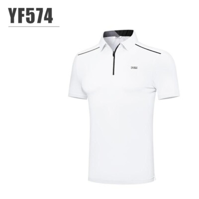 PGM Quick Dry Men Golf T-shirts Breathable Tops Turn Down Collar Male Sportswear