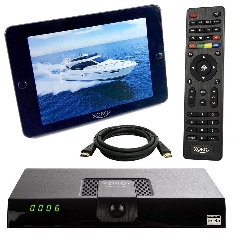 HD DVB-T2 Receiver mit Antenne und HDMI Kabel Xoro HRT 8720 / 8724 HDTV USB PVR