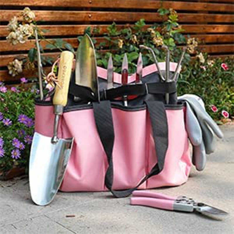 WORKPRO Pink Garden Tool Set 7PC Stainless Steel Heavy Duty Tool w/Wooden Handle