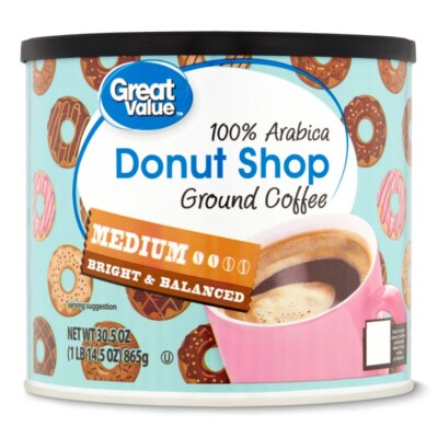 Great Value Donut Shop 100% Arabica Medium Ground Naturally Caffeinated Coffee