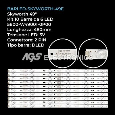 KIT 10 BARRE STRIP 6 LED TV SKYWORTH 5800-W49001-0P00/1P00/2P00