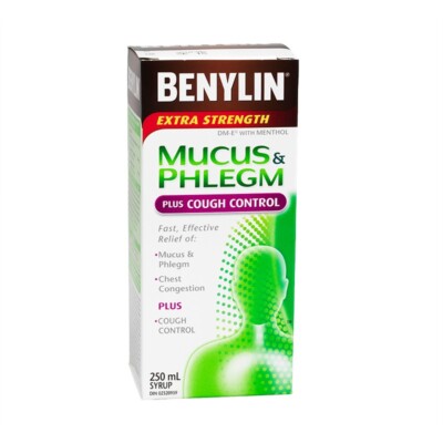 BENYLIN Extra Strength Mucus and Phlegm Syrup PLUS COUGH CONTROL 250ml CANADA