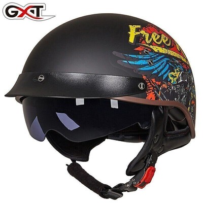 DOT Half Face Motorbike Helmet Scooter Street Bilke Motorcycle Helmet + Sun Lens