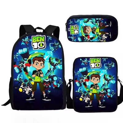 Ben 10 Kids Backpack Set 3PCS School Shoulder Bag Crossbody Bag Pencil Case Gift