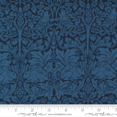 Moda Best Of Morris Indigo Blue Floral 100% Quilt Cotton Leaves 8363-14 BTY