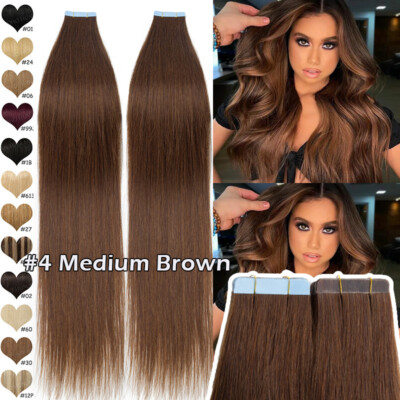 CLEARANCE Tape In Glue 100% Remy Human Hair Extensions Thick Full Head Beeline