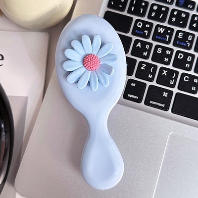 Portable Travel Folding Airbag Comb Cute Color Daisy Head Massage With Mirror