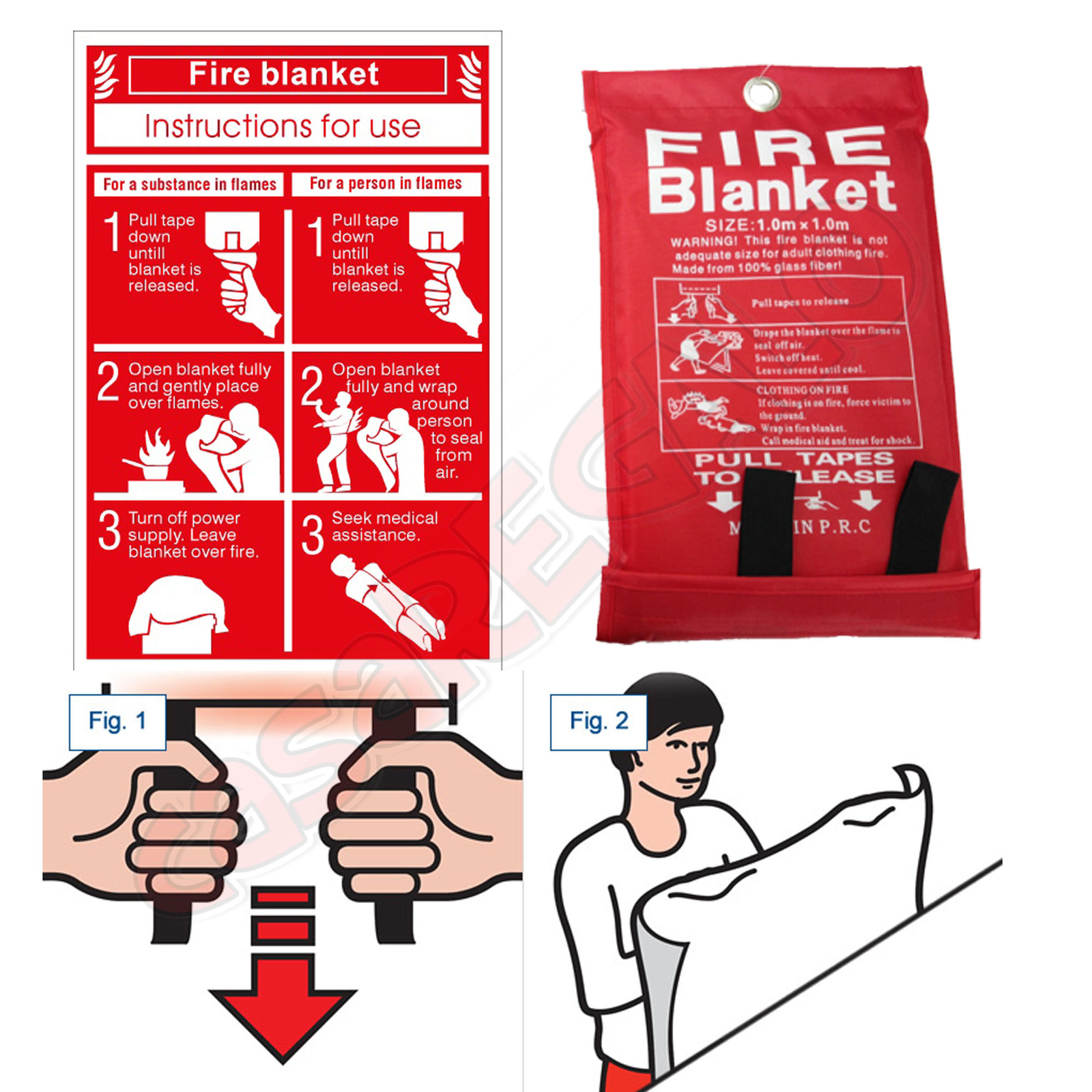 Australian FIRE BLANKET 1 X 1 M Australian Certified up to 340 Degrees